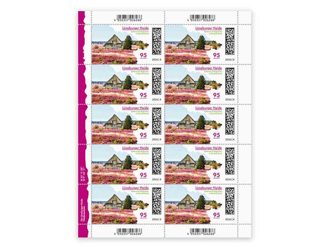 SEO. Lüneburger Heide, Briefmarke zu 0,95 €, 10er - Bogen - Linkreich