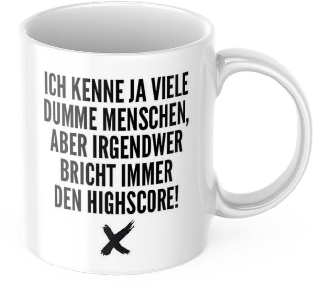 SEO. Lustige Kaffeetasse "Ich kenne ja viele dumme Menschen..." Frühstück Morgen Arbeit Tasse Büro Geschenk - Linkreich