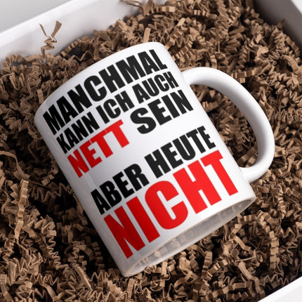 SEO. Lustige Kaffeetasse "Manchmal kann ich auch nett sein" Frühstück Morgen Arbeit Tasse Büro Geschenk - Linkreich