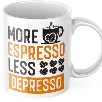 Lustige Kaffeetasse "More Espresso Less Depresso" Frühstück Morgen Arbeit Tasse Büro Geschenk (Kaffeetassen & - becher) kaufen bei Linkreich – Jetzt entdecken!