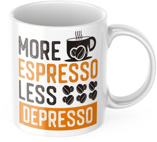 Lustige Kaffeetasse "More Espresso Less Depresso" Frühstück Morgen Arbeit Tasse Büro Geschenk (Kaffeetassen & - becher) kaufen bei Linkreich – Jetzt entdecken!