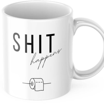 SEO. Lustige Kaffeetasse "Shit happens" Frühstück Morgen Arbeit Tasse Büro Geschenk - Linkreich