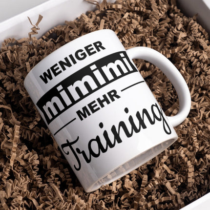 SEO. Lustige Kaffeetasse "Weniger Mimimi Mehr Training" Frühstück Morgen Arbeit Tasse Büro Geschenk - Linkreich