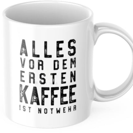 SEO. Lustige Tasse "Alles vor dem ersten Kaffee ist Notwehr" Frühstück Morgen Arbeit Kaffee Büro Geschenk - Linkreich