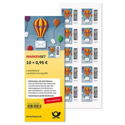SEO. Markenset Ballonpost, Briefmarke zu 0,95 €, 10er - Set - Linkreich