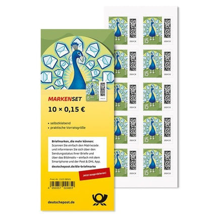 SEO. Markenset Briefpfau, Briefmarke zu 0,15 €, 10er - Set - Linkreich
