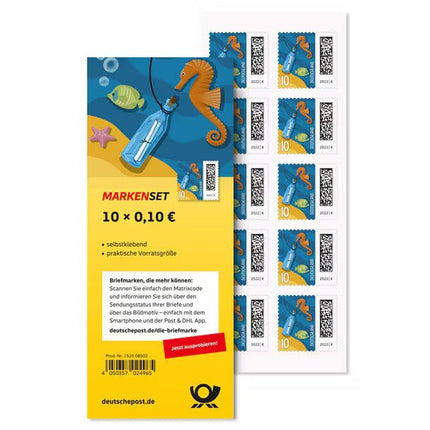 SEO. Markenset Flaschenpost, Briefmarke zu 0,10 €, 10er - Set - Linkreich