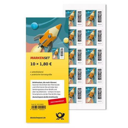 SEO. Markenset Raketenpost, Briefmarke zu 1,80 €, 10er - Set - Linkreich