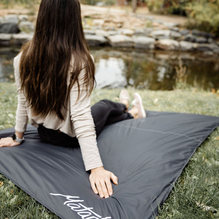 Ultraleichte und wasserabweisende Outdoor-Decke mit Befestigungshaken (160 x 110 cm) von Matador Pocket Blanket 4.0 (black)