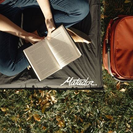 Ultraleichte und wasserabweisende Outdoor-Decke mit Befestigungshaken (160 x 110 cm) von Matador Pocket Blanket 4.0 (black)