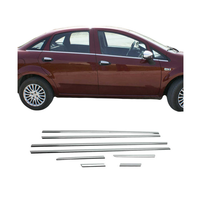 Fensterleisten Zierleisten für Fiat Linea 2006-2012 Edelstahl Chrom 8tlg
