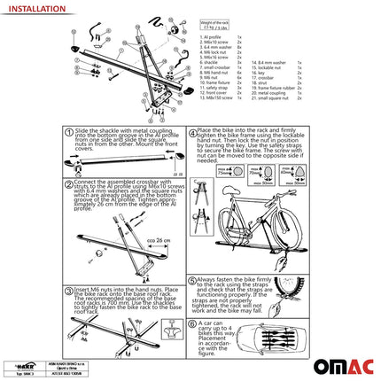 Fahrradträger Dachfahrradträger bis 15kg Fahrradhalter Aluminium Fahrräder 2tlg