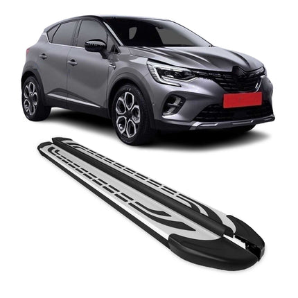 Trittbretter Seitenschweller für Renault Captur 2019-2026 Silber Schwarz 2 tlg