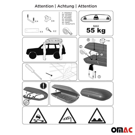 OMAC Dachbox Dachkoffer Gepäckbox 320 Liter Carbonlook Abschließbar Autobox TÜV