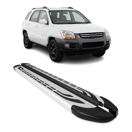 Trittbretter Seitenschweller Seitenbretter für Kia Sportage 2004-2010 Alu Grau