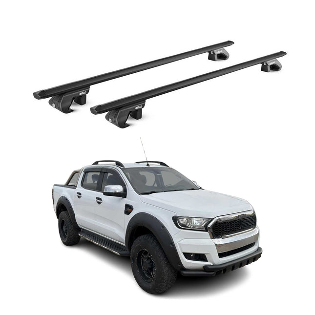 Dachträger Grundtäger für Ford Ranger 2011-2022 4 tür 90kg Alu Schwarz 2 tlg ABE