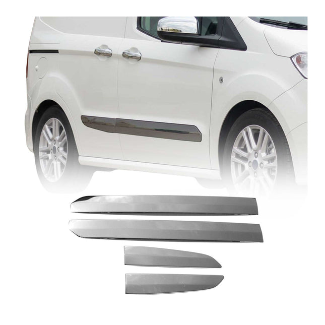 Seitentürleiste Türschutz für Ford Tourneo Courier 2014-2024 Chrom Dunkel 4x
