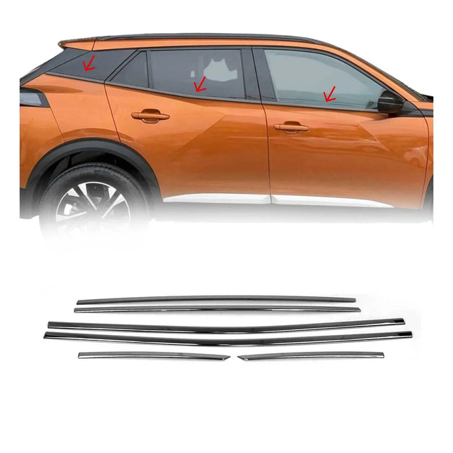 Fensterleisten Zierleisten für Peugeot 2008 2019-2020 Edelstahl Dunkel 6tlg