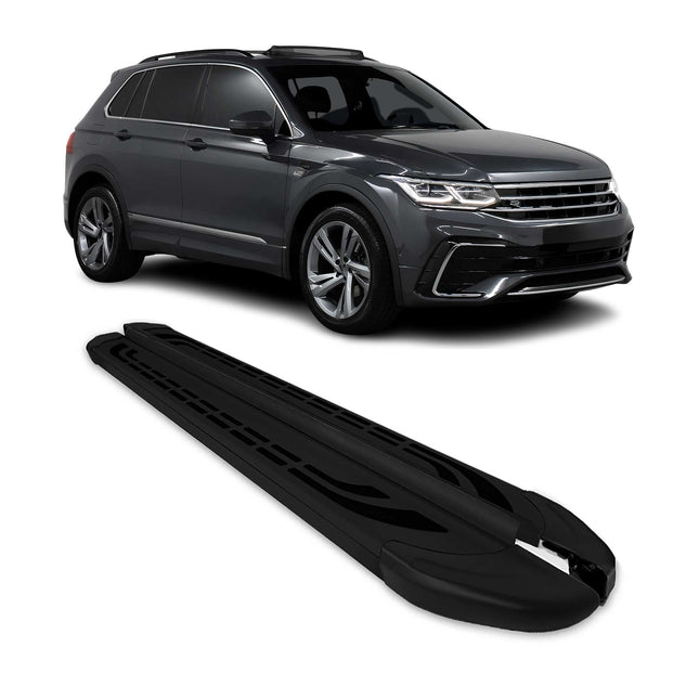 Alu Trittbretter Seitenschweller Seitenbretter für VW Tiguan mk2 2016-24 Schwarz