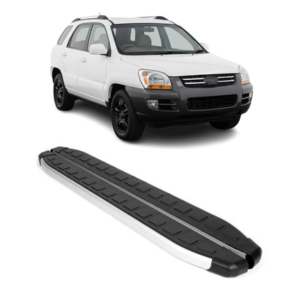Seitenschweller Seitenbretter Trittbretter für Kia Sportage 2004-10 Alu Schwarz
