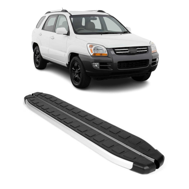 Seitenschweller Seitenbretter Trittbretter für Kia Sportage 2004-10 Alu Schwarz