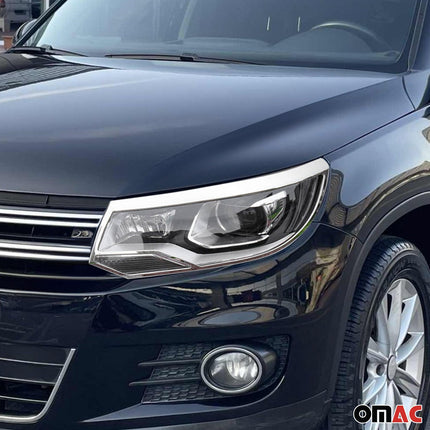 Scheinwerfer Leisten Scheinwerferblende für VW Tiguan 2011-2016 Chrom ABS 2tlg