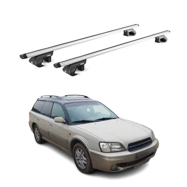 Dachträger Grundtäger für Subaru Outback mk2 1999-2003 90kg Alu Silber 2 tlg ABE