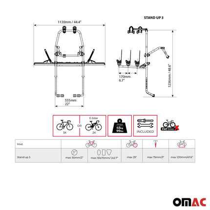 Menabo Fahrradträger 3 Fahrräder für Dacia Duster I II 2010-2026 Schwarz Silber