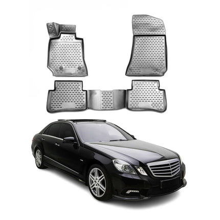 OMAC Gummimatten Fußmatten für Mercedes W212 2009-2016 TPE Automatten Grau 4x