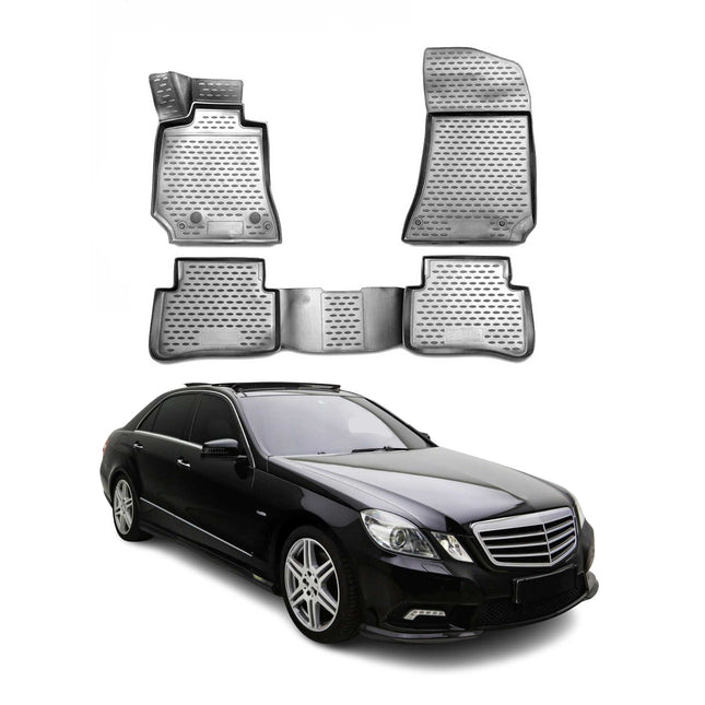 OMAC Gummimatten Fußmatten für Mercedes W212 2009-2016 TPE Automatten Grau 4x