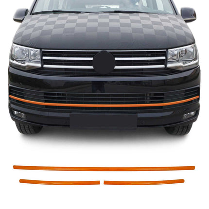 Kühlergrill Leisten für VW T6 Transporter 2015-2019 Highline Edelstahl Orange 3x