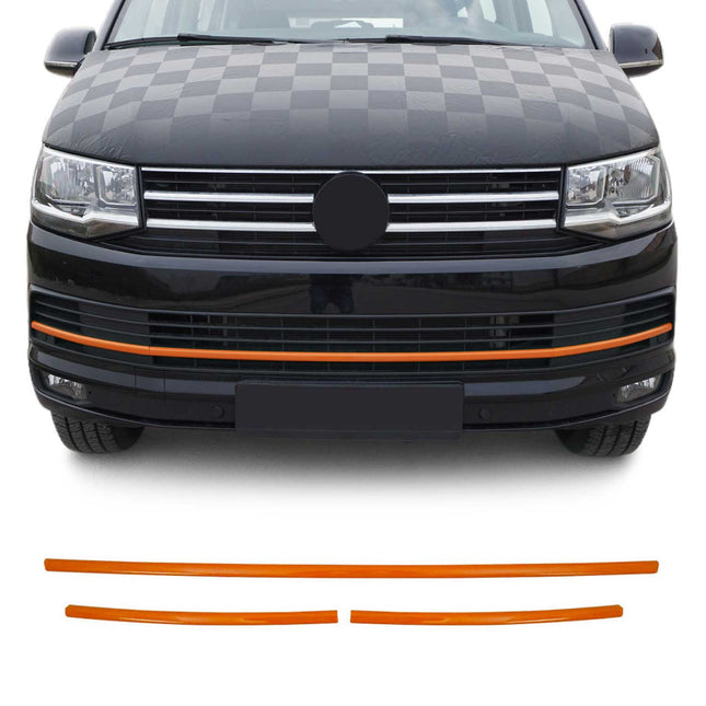 Kühlergrill Leisten für VW T6 Transporter 2015-2019 Highline Edelstahl Orange 3x