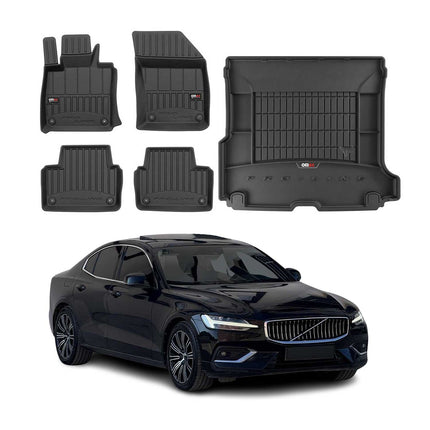 OMAC Fußmatten & Kofferraumwanne Set für Volvo V60 2019-2026 Gummi Schwarz 5x