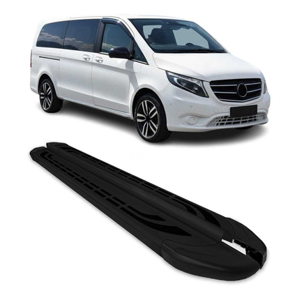Trittbretter Seitenschweller für Mercedes Klasse V W447 2014-2019 L3 Schwarz Alu