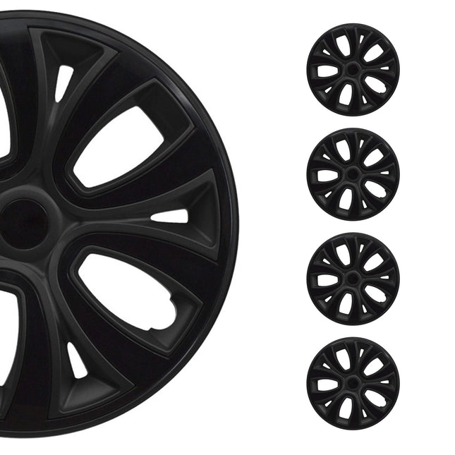 4x Radkappen Radzierblenden Radblenden 15" Zoll Stahlfelgen Matt Schwarz