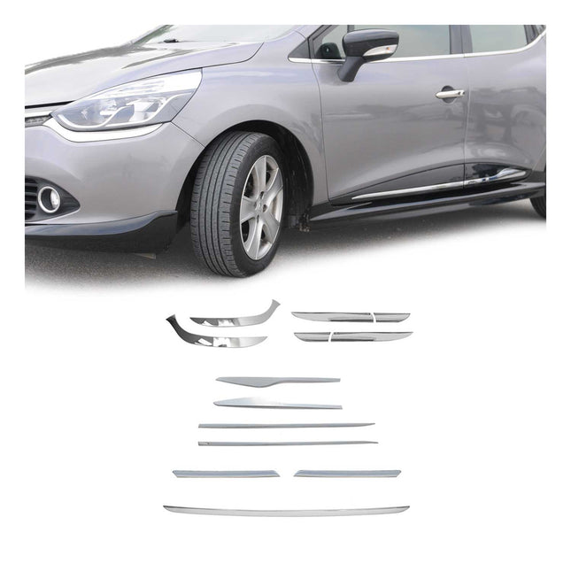 Seiten Grill Leuchte Blenden Heck Front für Renault Clio 2012-2019 Chrom Satz