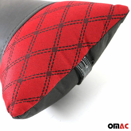 KFZ Auto Kopfstütze Sitzkissen Nackenstütze Textil & Leder Rot Schwarz 8x30 cm