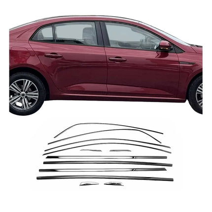 Fensterleisten Zierleisten für Renault Megane Limo 2016-2025 Chrom Dunkel 12x
