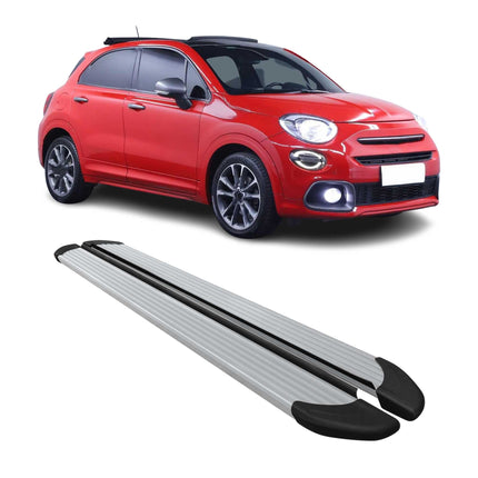 Seitenschweller Trittbretter Schweller für Fiat 500X 2015-2026 Aluminium Silber
