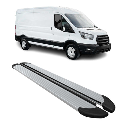 Trittbretter Seitenschweller für Ford Transit 2015-2026 L3 Aluminium Silber 2x