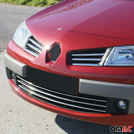 Kühlergrill Leisten Grillleisten für Renault Megane 2002-2006 Edelstahl Chrom 6x