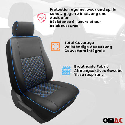 Sitzbezüge Schonbezüge für Ford Transit 2000-2014 Kunstleder Schwarz Blau