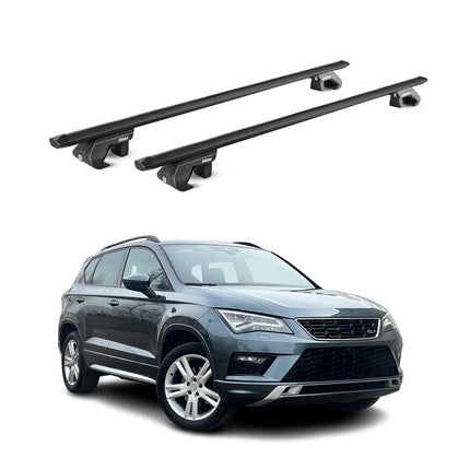 Dachträger Grundtäger für Seat Ateca 2016-2026 5 tür 90kg Alu Schwarz 2 tlg ABE