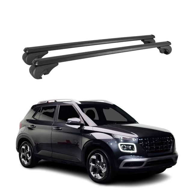 Dachträger für Hyundai Venue 2020-2026 Gepäckträger Grundträger Alu Schwarz 2x