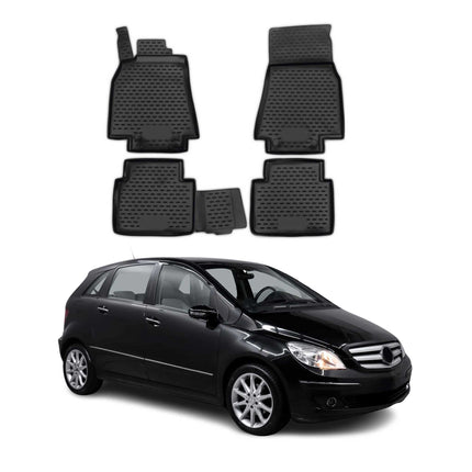 OMAC Gummimatten Fußmatten für Mercedes B Klasse W245 2005-2011 TPE Schwarz 4x