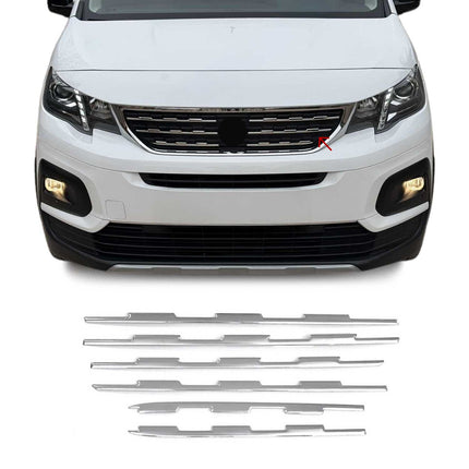 Kühlergrill Leisten Grillleisten für Peugeot Rifter 2018-2026 Edelstahl Chrom 6x