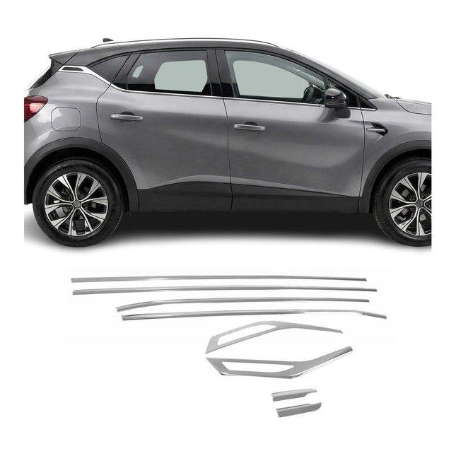 Fensterleisten Zierleisten für Renault Captur 2019-2026 Edelstahl Chrom 8tlg