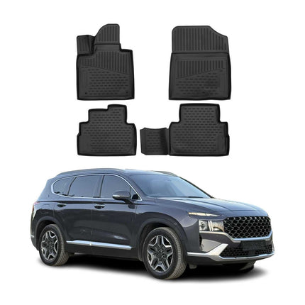 OMAC Gummimatten Fußmatten für Hyundai Santa Fe 2021-2021 TPE Matten Schwarz 5x