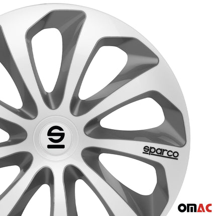 Radkappen Radzierblenden Sparco Sicilia 14" Zoll Abdeckung Set Silber Grau 4x