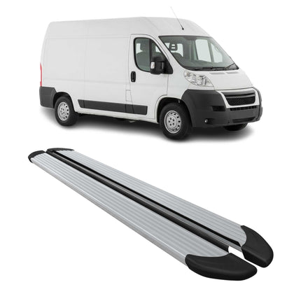 Seitenschweller Trittbretter Schweller für Peugeot Boxer 2006-2026 L2 Alu Grau